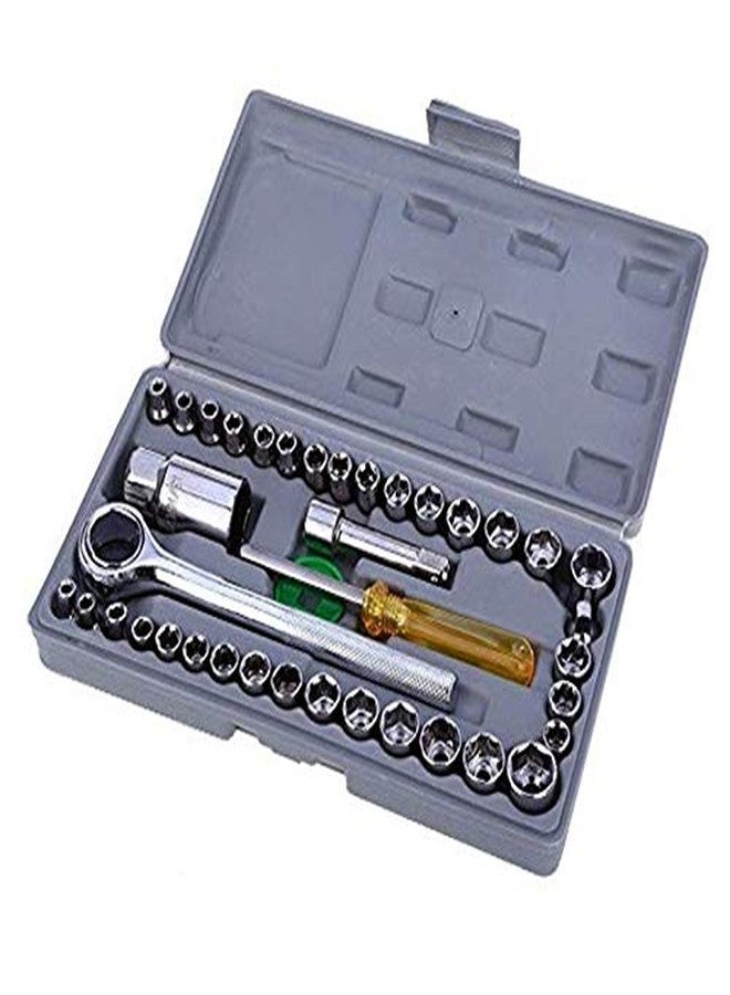 ديباير طقم أدوات ديبير 40 في 1، مفتاح سداسي، مفك براغي ومجموعة مفاتيح ربط، طقم أدوات إصلاح السيارات والدراجات النارية، متعدد الألوان - فضي - Image 2